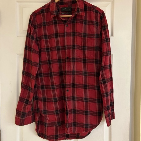 PACSUN Flannel Plaid Ex-Boyfriend Button Down Shirt - Picture 3 of 7